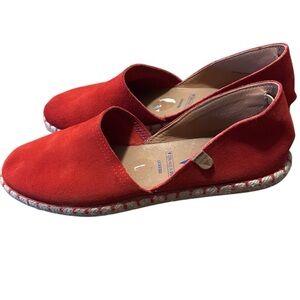 Red VERBENAS Espadrilles suede&leather loafer flats, women’s size 8.5 worn once!